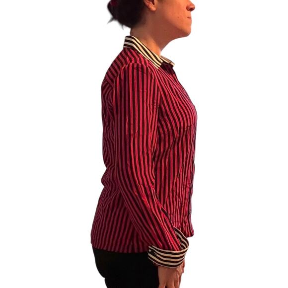 Vintage Gucci Silk Button Down Shirt - U.S. 6 - Pink/Black Stripe - Like New - Picture 7 of 15